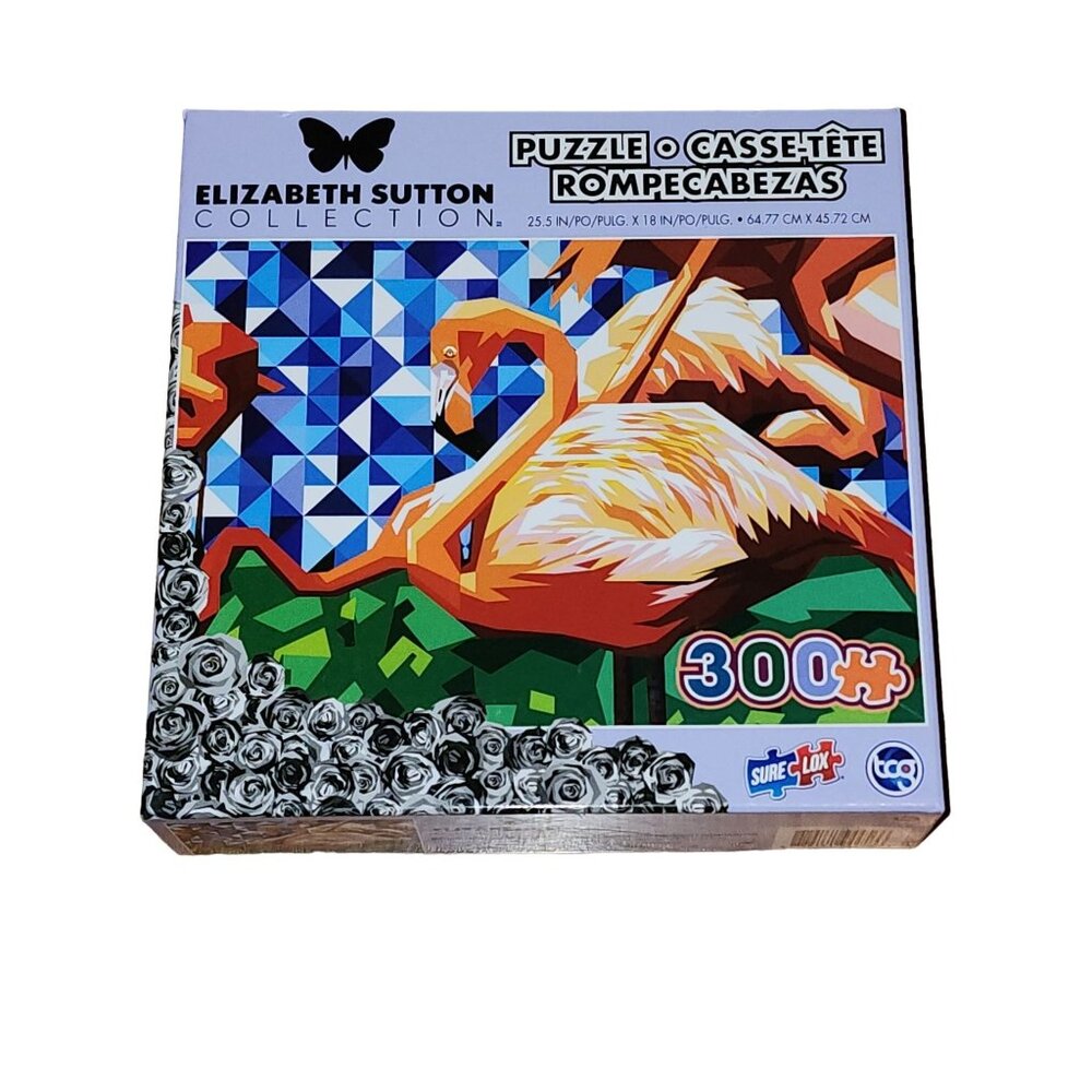 Elizabeth Sutton Collection Pink Flamingo 300 Piece Puzzle NIP Sealed Sure Lox t